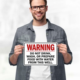 Warning Do Not Drink Wash Or Prepare Food With Water Sign, 10x7 Inches, 4 Mil Vinyl Decal Stickers Weather Resistant, Made in USA by My Sign Center