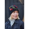 Pachamama Women Wool Beanie Hat Handknitted Flower Embroidery Multicoloured One