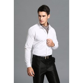 Prettystern 2-Ply Men's Silk Tie Scarf Silk Neckerchief, 5. Grey Paisley