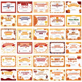 EYxsaxenk Basketball Achievement Award Certificates - 60Pcs End of Season Basketball Team Award Certificate Paper Sport Ceremony Award Certificate of Achievement for Kid Student Reward Teacher Supply