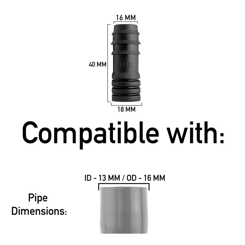 Pipe Fitting: 13mm Stop end (Pack of 5), Barbed Connector