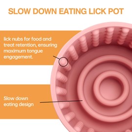 Dog Slow Feeder Lick Bowl, Anxiety Relief Dog Licking Mat Treat Dispenser, Non-Slip Anti-Choking Slow Eating Dog Lick Bowl for Small Medium and Large Breed Dogs, BPA Free Silicone (M-L)