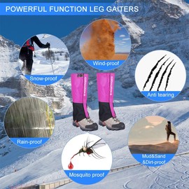 Waterproof Hiking Gaiters for Men Women Durable Leg Cover for Mountain Snow Skiing Walking Climbing Hunting
