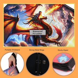 Fweel Deluxe Fire Dragon Trading Card Binder - 4-Pocket Zipper Binder with 400 Side-Loading Pockets, Ideal for Boys, Girls, and Card Enthusiasts - Collectible Trading Card Albums, Cases & Sleeves