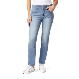 WallFlower Women's Luscious Curvy Straight 29" Mid-Rise Insta Stretch Juniors Jeans, Elle