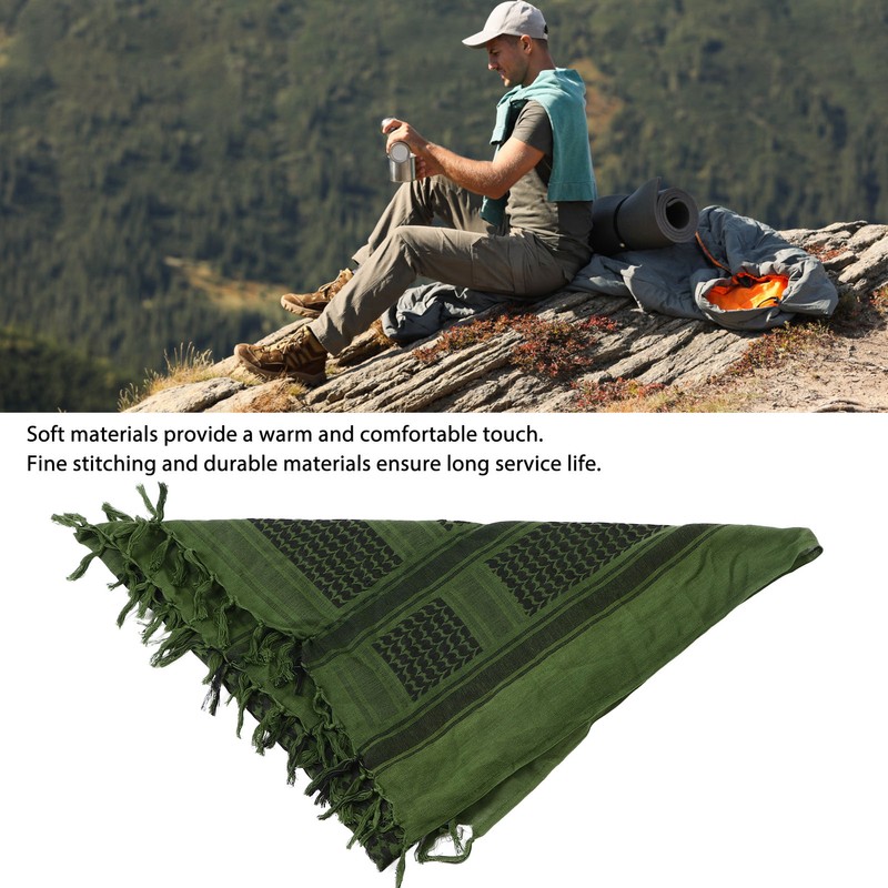 Scarf Head Wrap Breathable Kerchief Comfortable Shawl Green with Tassels