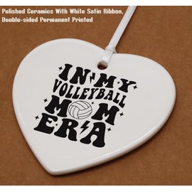 Gifts for Volleyball Coach,in My Volleyball Mom Era,Game Day Gift for Mom,Sport Mom Gift, Birthday Gifts for Mother Mama-Christmas Decor Gift-Ceramic Heart Shaped Ornament