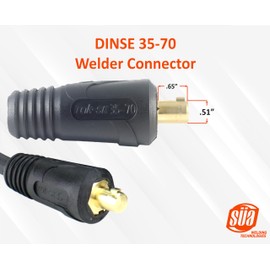 SÜA - 300 Amp Welding Electrode Holder Lead Assembly - Dinse 35-70 Connector - #1 AWG 100% Copper Cable (15 FEET)