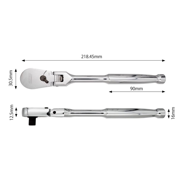PWT SRH38FLSH8 Ratchet Handle, Socket Wrench, Oscillating Angle, 0.3 inch