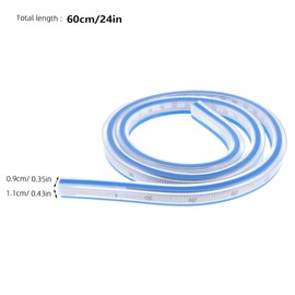 60cm Flexible Curve Ruler (24 Inch), Double Sided Bendy Ruler for Drawing, Clothing Design and Sewing, Soft Vinyl Measuring Tool, Creative Durable Plastic Ruler for Artists and Tailors
