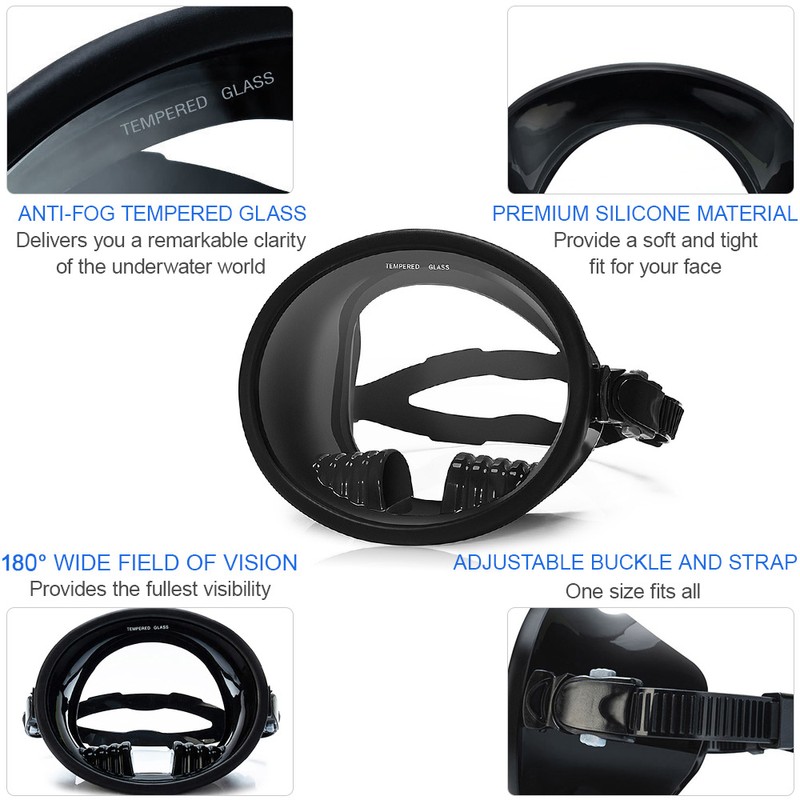 180° Panoramic Wide View Anti-Fog Scuba Diving Mask with Snorkel