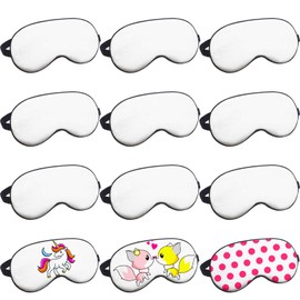 10 Pieces White Eye Sleep Coverings Sublimation Blank Silk Eye Coverings Soft Eye Covering Shade Blindfold with Adjustable Strap for Sleeping Travel Nap Meditation Team Games