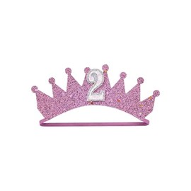 Baby Birthday Crown Headband 1st 2nd 3rd Years Birthday Hair Band First Birthday Crown Headwear BBD02 (2 Years-Violet)