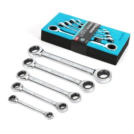 Duratech Paquete de Herramientas Llave de Trinquete de Doble Caja, SAE, 5 Piezas, 5/16'' a 7/8'', Acero Cromo Vanadio, con Organizador de Espuma EVA