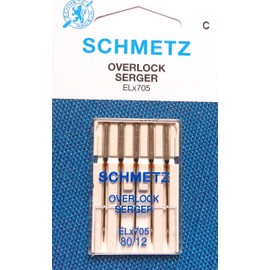 ELx705 Overlock Serger Sewing Machine Needles by Schmetz, Size: 80/12