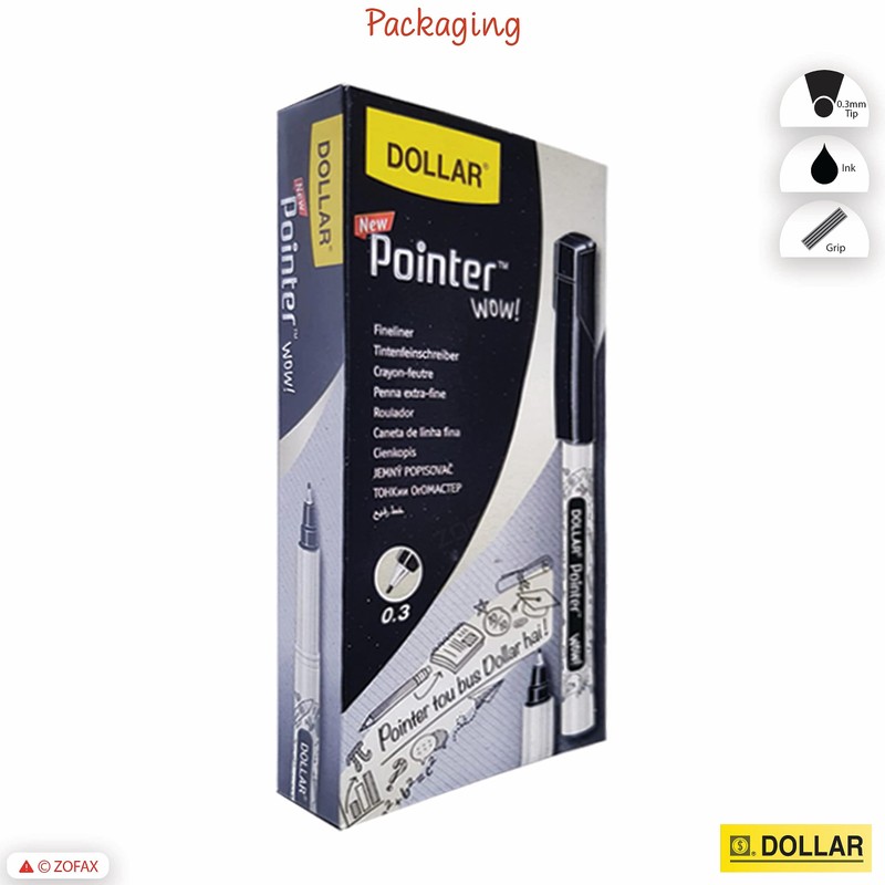 WOW Fineliner Pens Set, Fine Point (0.3mm), BLACK, Pack of