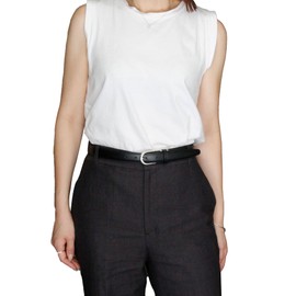 Gran Creer Made in Japan Genuine Leather Business Belt, Women's, Standard 1.0 inch (25 mm) Width, 25-A-Black (Cowhide x Pig Leather)