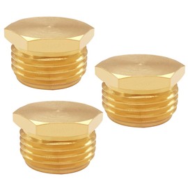 BesNPT 3/4" GHT Male Brass Pipe Plug Outer Garden Hose End Cap Garden Irrigation Pipe Fittings Water Tubing Stopper (Pack of 3)