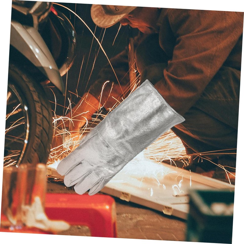 Hohopeti 2pcs Heat Resistant Work Gloves Fireproof Insulated Mitts for