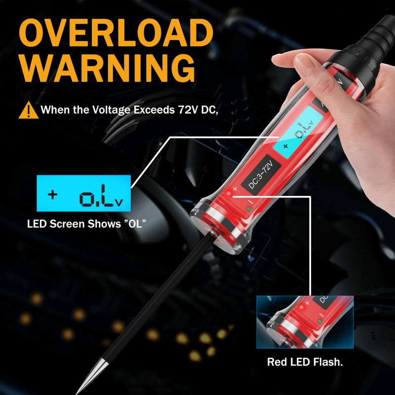 AWBLIN 3-72V DC Automotive Test Light, LCD Digital Light Tester