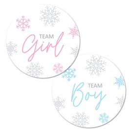 Snowflakes Gender Reveal Stickers - 40 Labels (20 of Each Design)