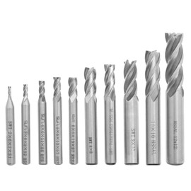 ECSiNG 10Pcs HSS 4 Groove End Mill Set Straight Shank 2/3/4/5/6/7/8/9/10/12mm Diameter 6mm 8mm 10mm 12mm Handle for Wood Aluminum Steel Titanium