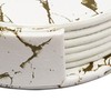 7PCS Drink Coaster Reversible Leather Round Platinum Marble Appearance 10cm