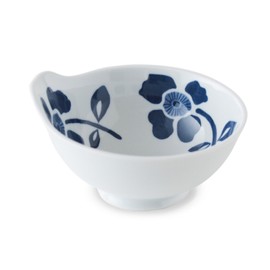 Hasamiyaki CtoC JAPAN Small Bowl with Handle, Flowers, Width 5.7 x Depth 5.1 x Height 2.8 inches (14.5 x 13 x 7 cm), 17.3 fl oz (440 cc)