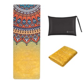 SNAKUGA Travel Yoga Mat, Non Slip Exercise Suede Mat with Carry Bag, All-Purpose Fitness Mat with High Density Anti-Tear Surface for Women, Ideal for Pilates Workout (72'' x 26'' x 1.5mm Thick)