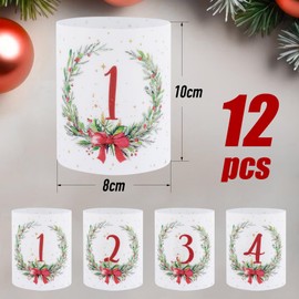 BETESSIN 24 Pieces Lantern Table Decoration Christmas Decoration Mini Table Lights Merry Christmas Glasses Candles Decorative Tea Lights Light Cover Tea Light Indoor Outdoor Garden Candles Decoration