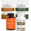 Real Mushrooms RealBoost (60ct), Lions Mane (120ct), Cordyceps & Turkey Tail Mushroom Powder & Capsules Bundle - Mushroom Supplement for Energy, Vitality, Endurance & Cognition - Vegan, Non-GMO