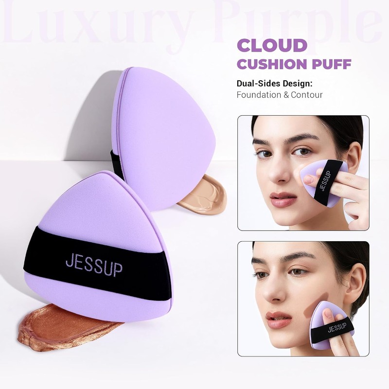Jessup Borla Maquillaje, 2pcs Borlas Polvos Triangulares Puffs Suaves para