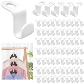 100PCS Clothes Hanger Connector Hooks,Used for Stacking and Storing Hanger Hooks,Saving Wardrobe Space and Organizer Closets(White)