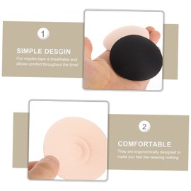 PACKOVE 3pairs Breathable Body Tape for Women Self-adhesive Breast Support Tapes Reusable Cotton Nipple Covers Tone and Black for Active Wear and Fashion