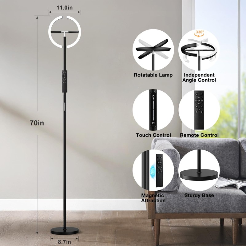 PreeOtti Floor Lamps for Living Room, 40W/2400LM Rotatable LED Floor