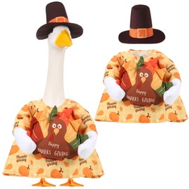 Sunnymove Thanksgiving Day Porch Goose Outfit Turkey Pillow Design with Hat for 23 Lawn Cement Goose Thanksgiving Day Fall Garden Patio Yard Outdoor Decorations