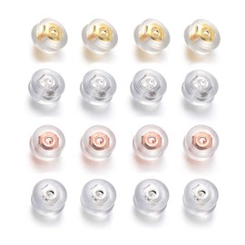 ArashiFan Piercing Catcher Clasp 925 Silver 18K Gold Plated Pink Gold Piercing Lock Non Drop Piercing Catcher (8 Pairs Tubes)