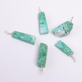GEMKORA Variscite Raw Crystal Pendant Necklace, Natural Gemstone, Birthstone, Rough Crystal, Healing Stone, Gift for Women, Silver Jewelry 18 inch (1 PENDANT)