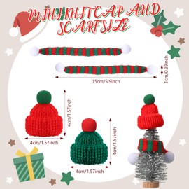 Chalyna 30 Pcs Mini Hat for Craft Knit Small Snowman Hat Mini Christmas cap Scarf Tiny Santa cap Ornament(Red)