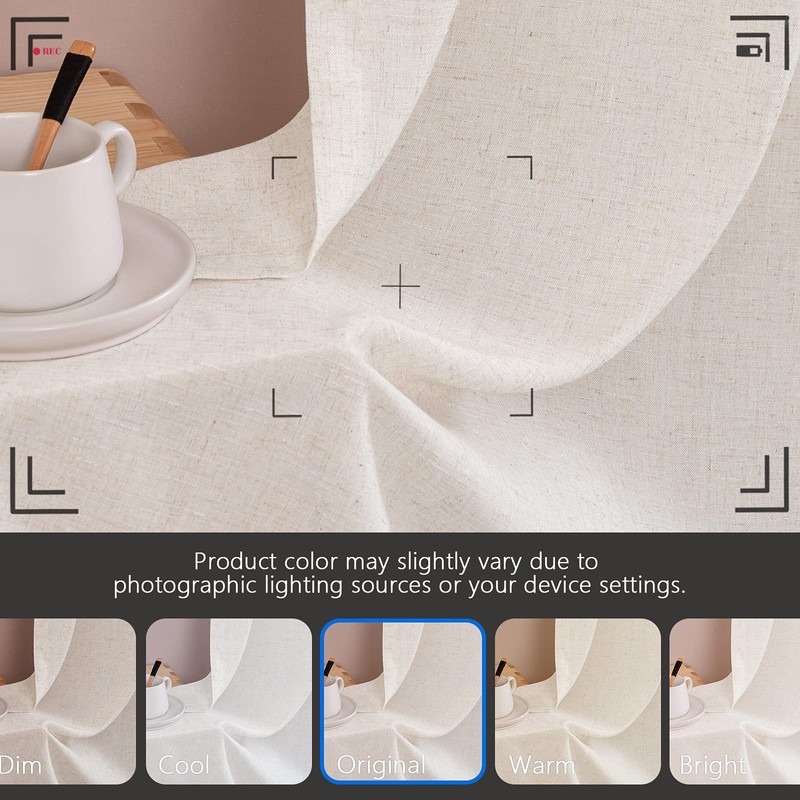 jinchan Beige Kitchen Curtains Linen Tier Curtains 45 Inches Farmhouse
