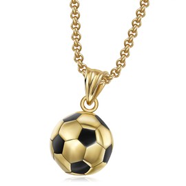 Football Necklace for Men Boys Soccer Necklace Ball Pendants Sprots Necklace Soccer Fan Gifts Trendy Sport Fan Jewelry Collection Gift (gold)