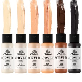 PHOENIX Skin Tone Acrylic Paint, 6 Colors x 2 Fl Oz / 59ml Flesh Colored Model Paint Set, Plastic Miniature Figures Paints for Adults, Art Supplies for Canvas Painting