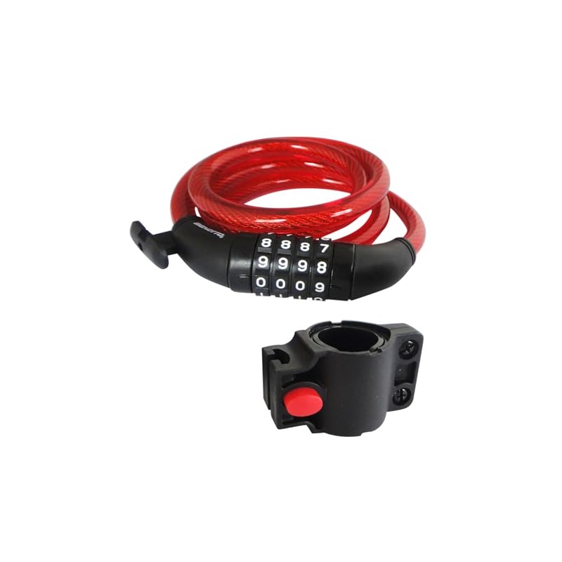 Benotto Candado Espiral 12x1200mm Combinación Rojo TY5231