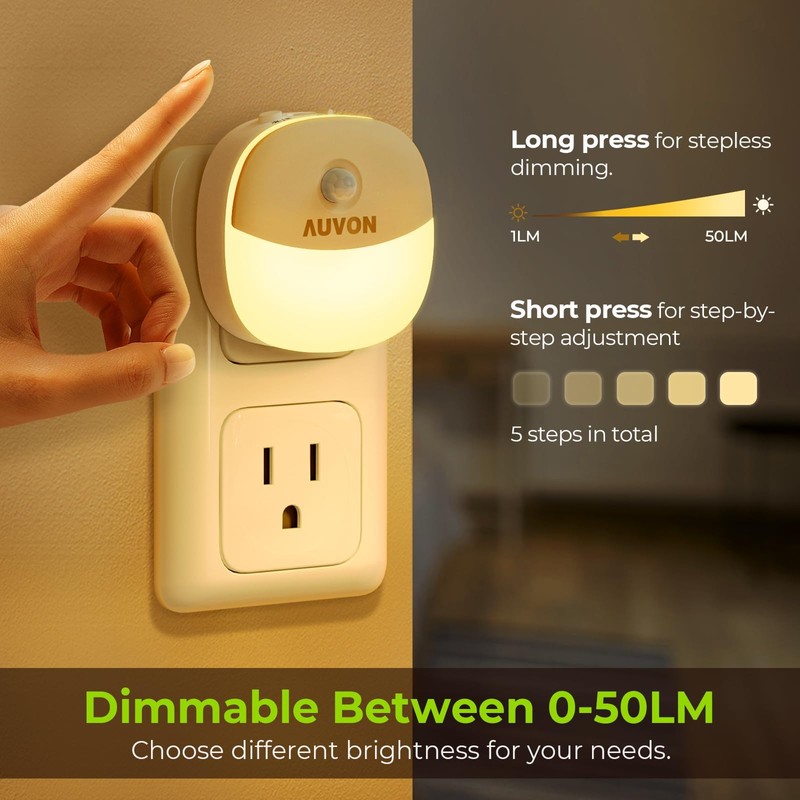 AUVON Plug in Night Light with Motion Sensor and Dusk