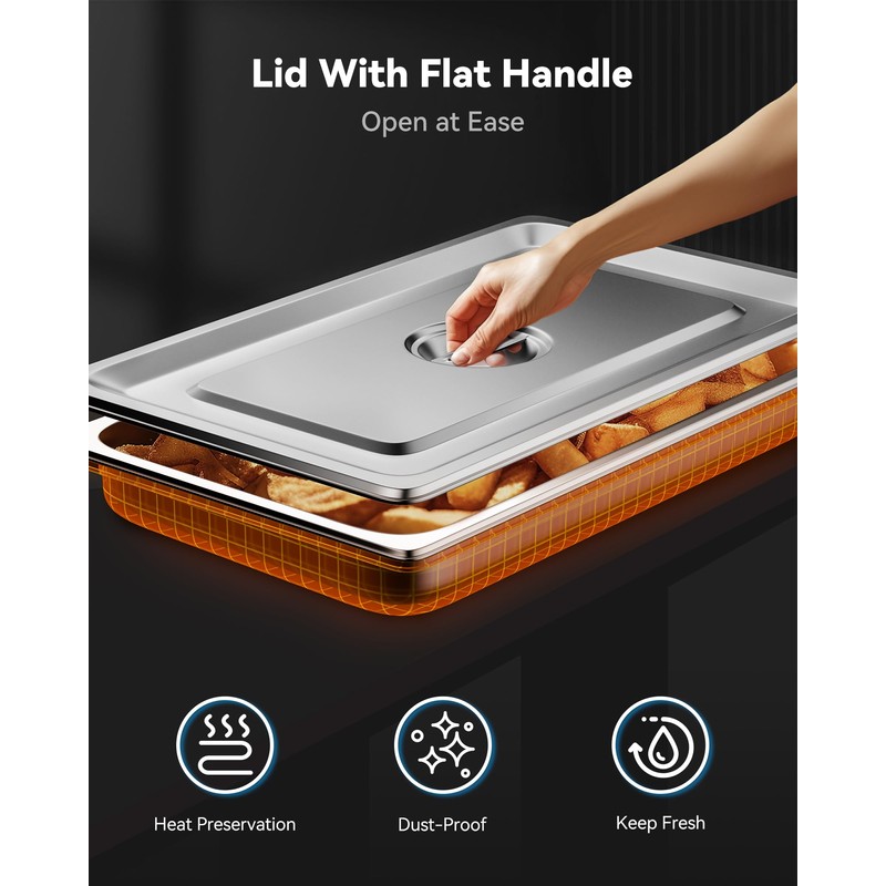 ZeroPone 4 Pack Full Size Hotel Pans with Lids, 2.5"