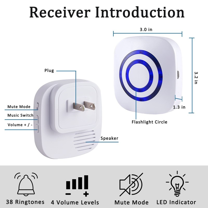 BESTOONE Motion Sensor Alarm, Long Range Wireless Driveway Alarm, Indoor