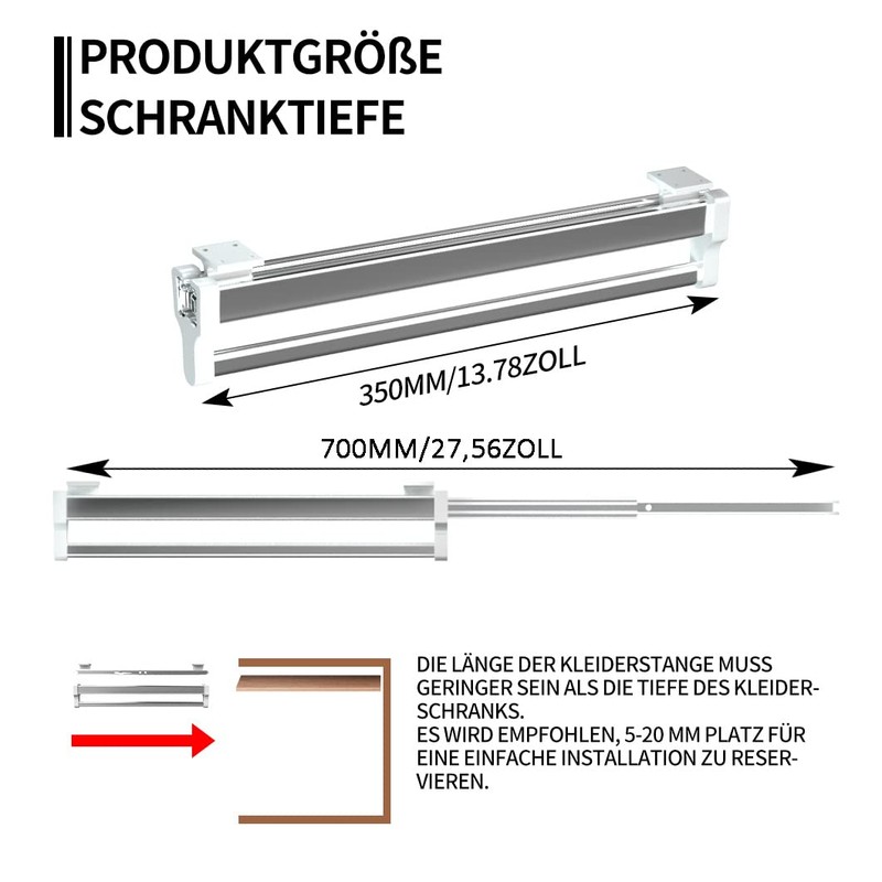 GIVROLDZ Extendable Clothes Rail, 350 mm/13.78 Inches, Multifunctional Trouser Holder