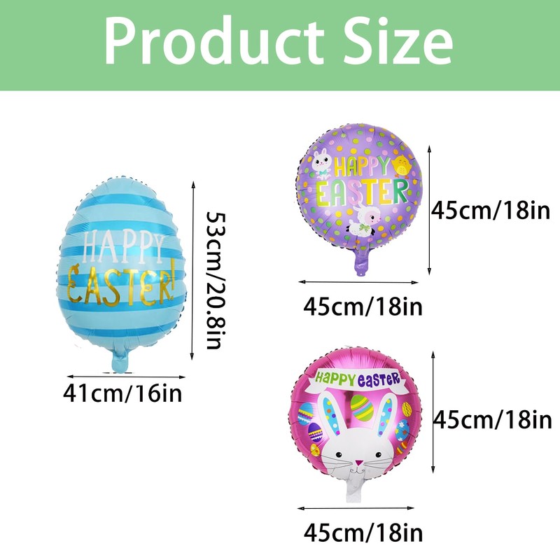Oversized Easter Balloons 10 Pcs Easter Foil Helium Balloons for