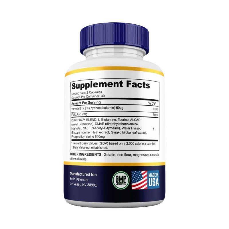 Brain Defender Capsules, Maximum Strength Pills Cognitive and Brain (3