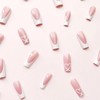 24-Piece Long Square French False Nails Set with Glossy Full